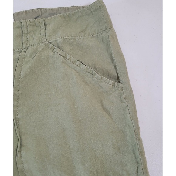 Banana Republic Linen Capris Size 6 Women's Olive Green Drawstring Leg 0825 - Picture 3 of 6